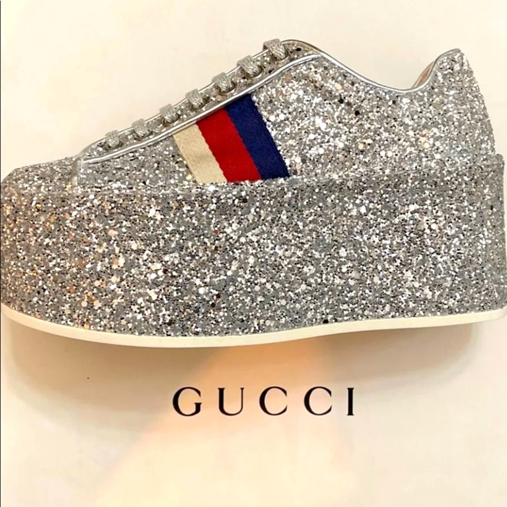 GUCCI silver glitter sneaker Brand new